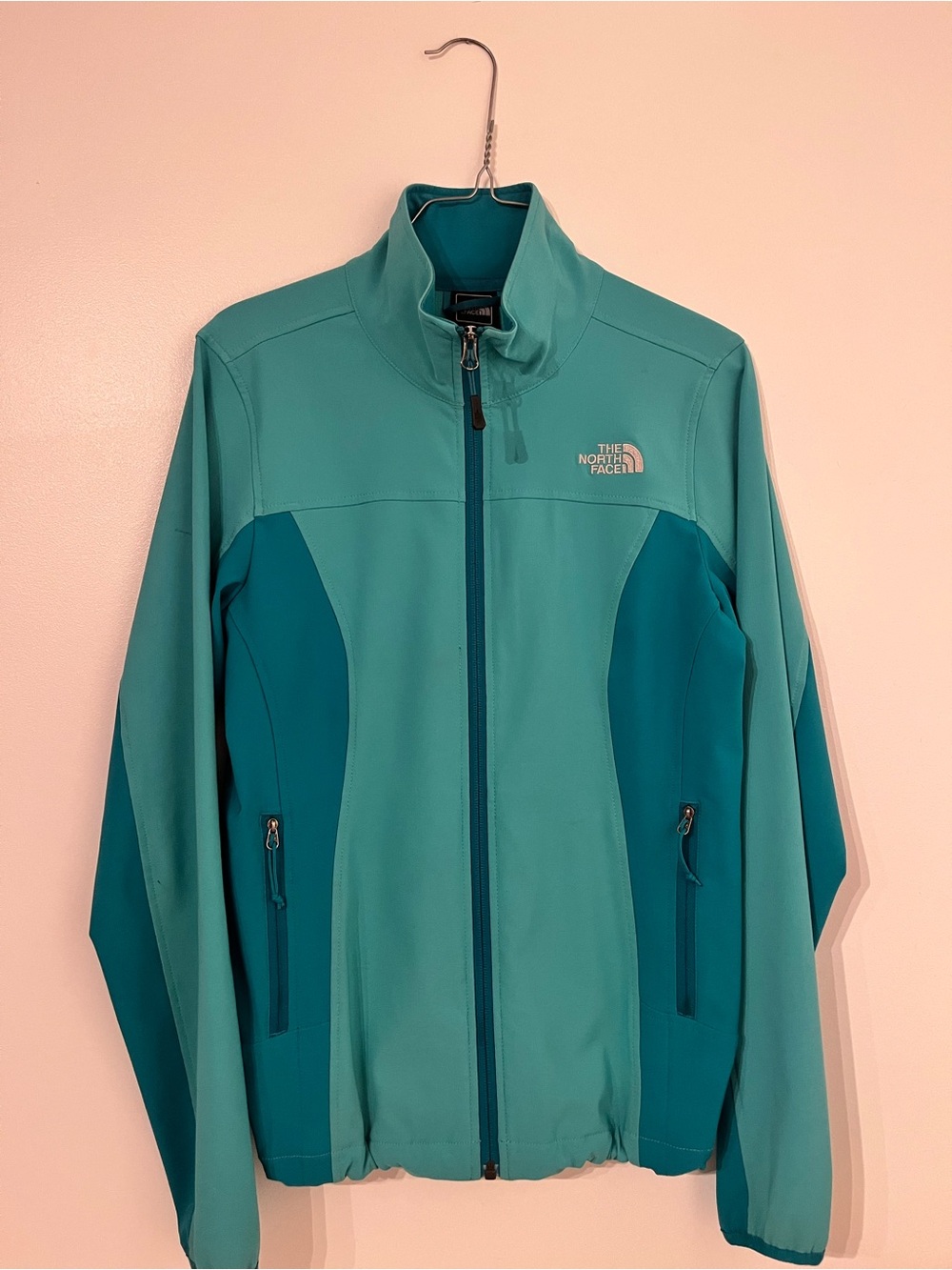 The North Face Teal and Dark Teal Softshell Jacket